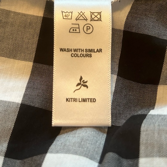 KITRI from Shopbop off-the-shoulder, black + white, gingham, tiered midi-dress. - Picture 8 of 8